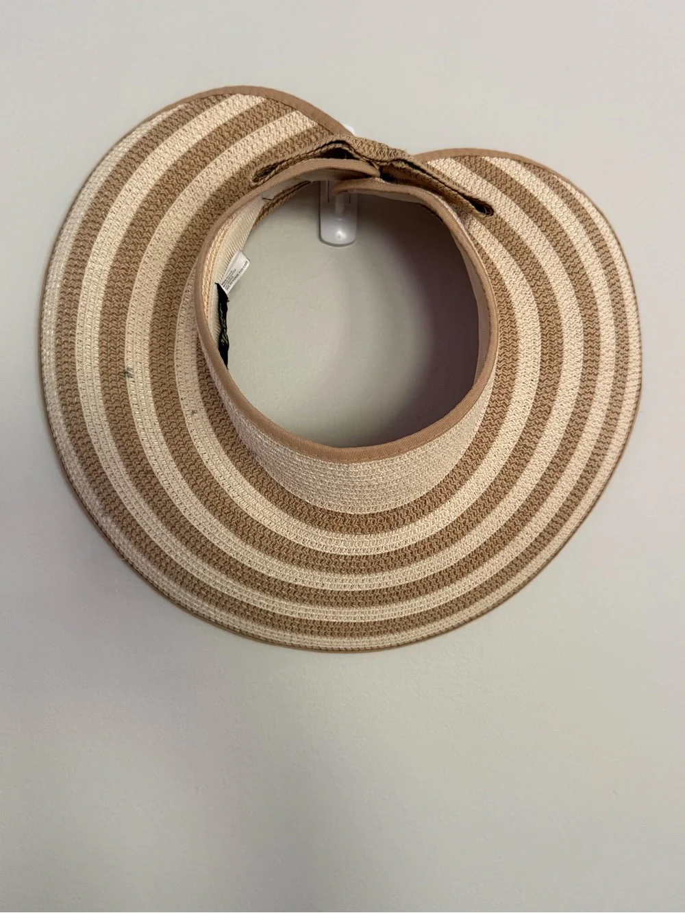 Magid Striped Straw Visor Hat - Beige and Tan